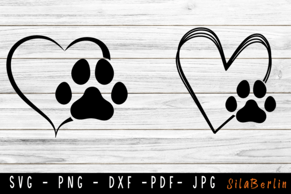 Paw Print Svg, Paw Heart Svg, Dog Lover