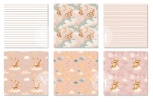 Pink Teddy Bear Baby Girl Digital Paper Graphic by Nam Tiwa · Creative ...