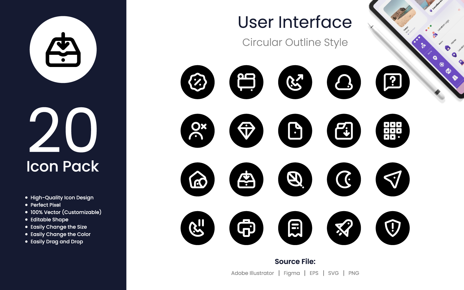 User Interface Icons Circular Outline Graphic by Moonstd · Creative Fabrica