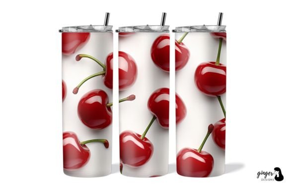 3D Cherry 20oz Skinny Tumbler Wraps