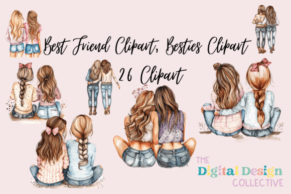 Best Friend Clipart, Besties Clipart Graphic by lizballew · Creative ...