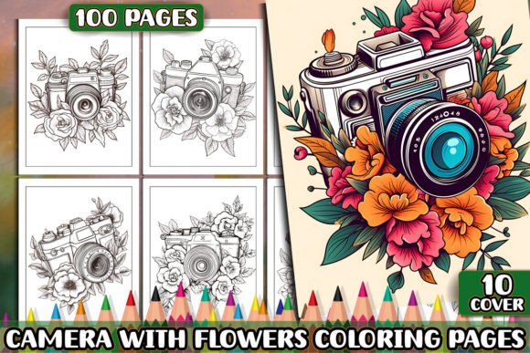 Camera with Flowers Coloring Pages