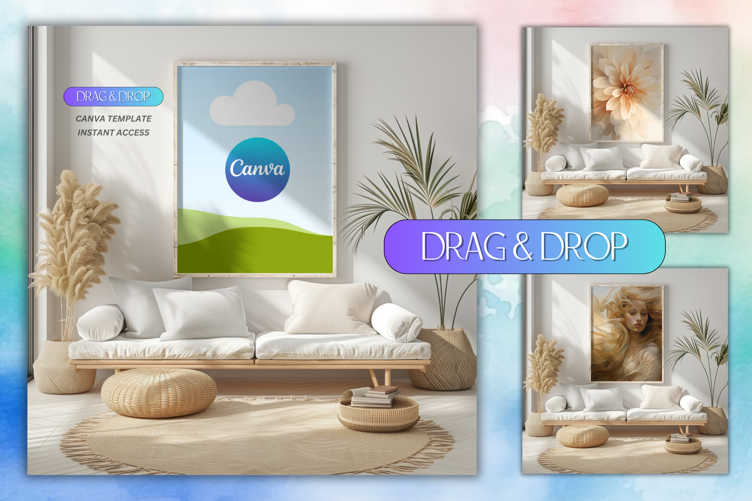 Drag & Drop Frame Mockup Canva Template