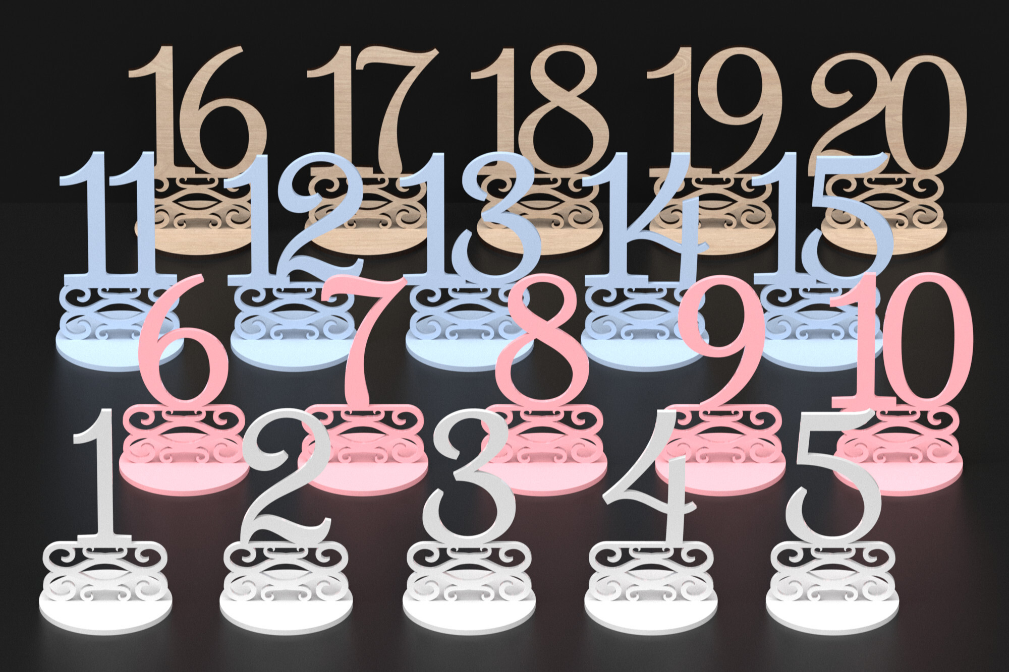 Laser Cut Wedding Table Numbers Svg File