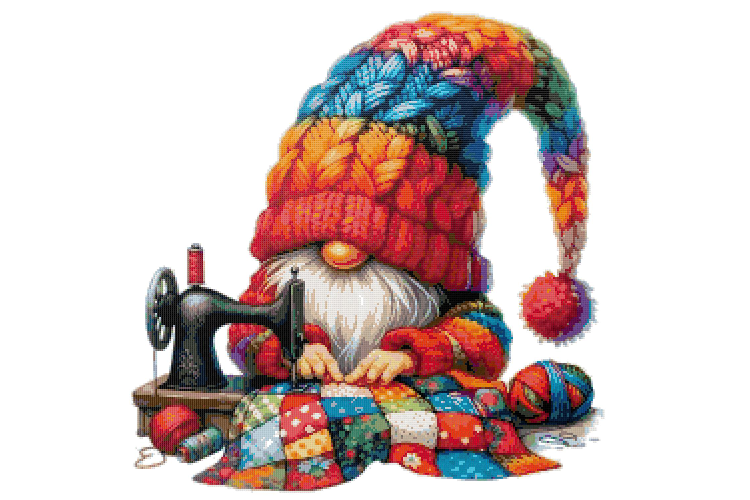 Gnome Sewing Counted Cross Stitch PDF