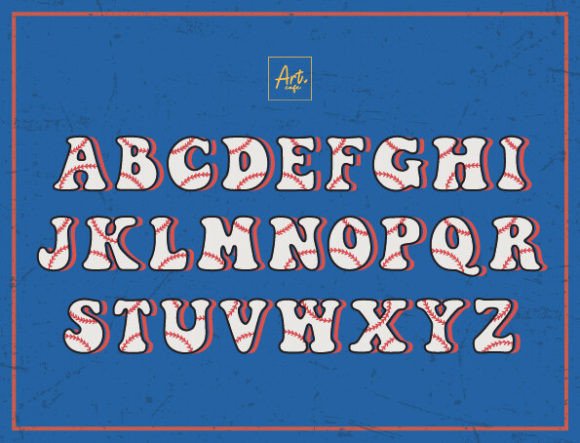 Groovy Baseball Font PNG with transparent background - Preview 1