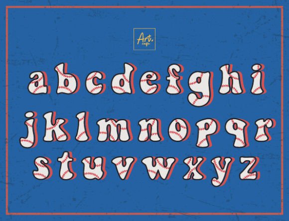 Groovy Baseball Font PNG with transparent background - Preview 2
