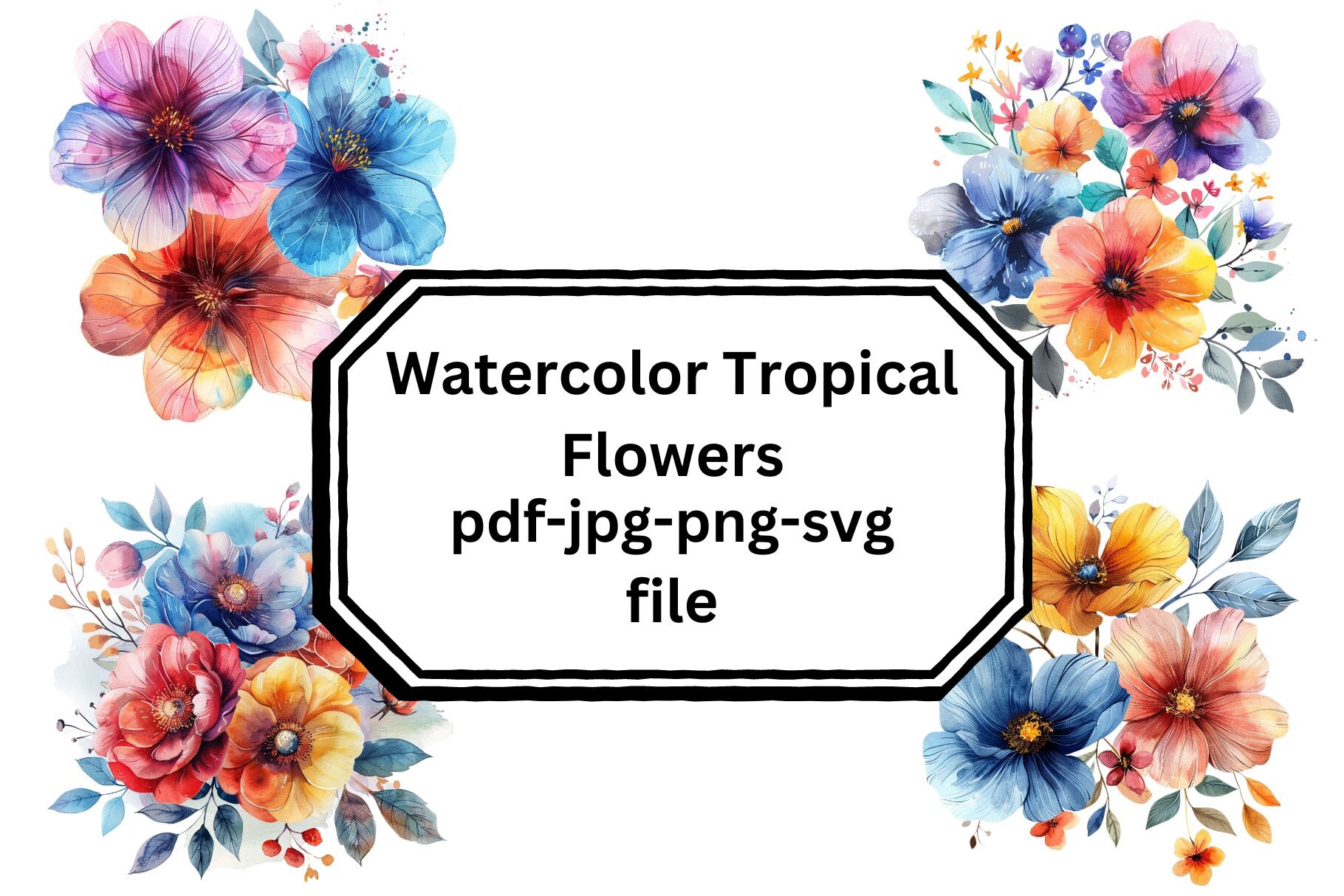 Watercolor Tropical Flowers Graphic by Retro Prince · Creative Fabrica
