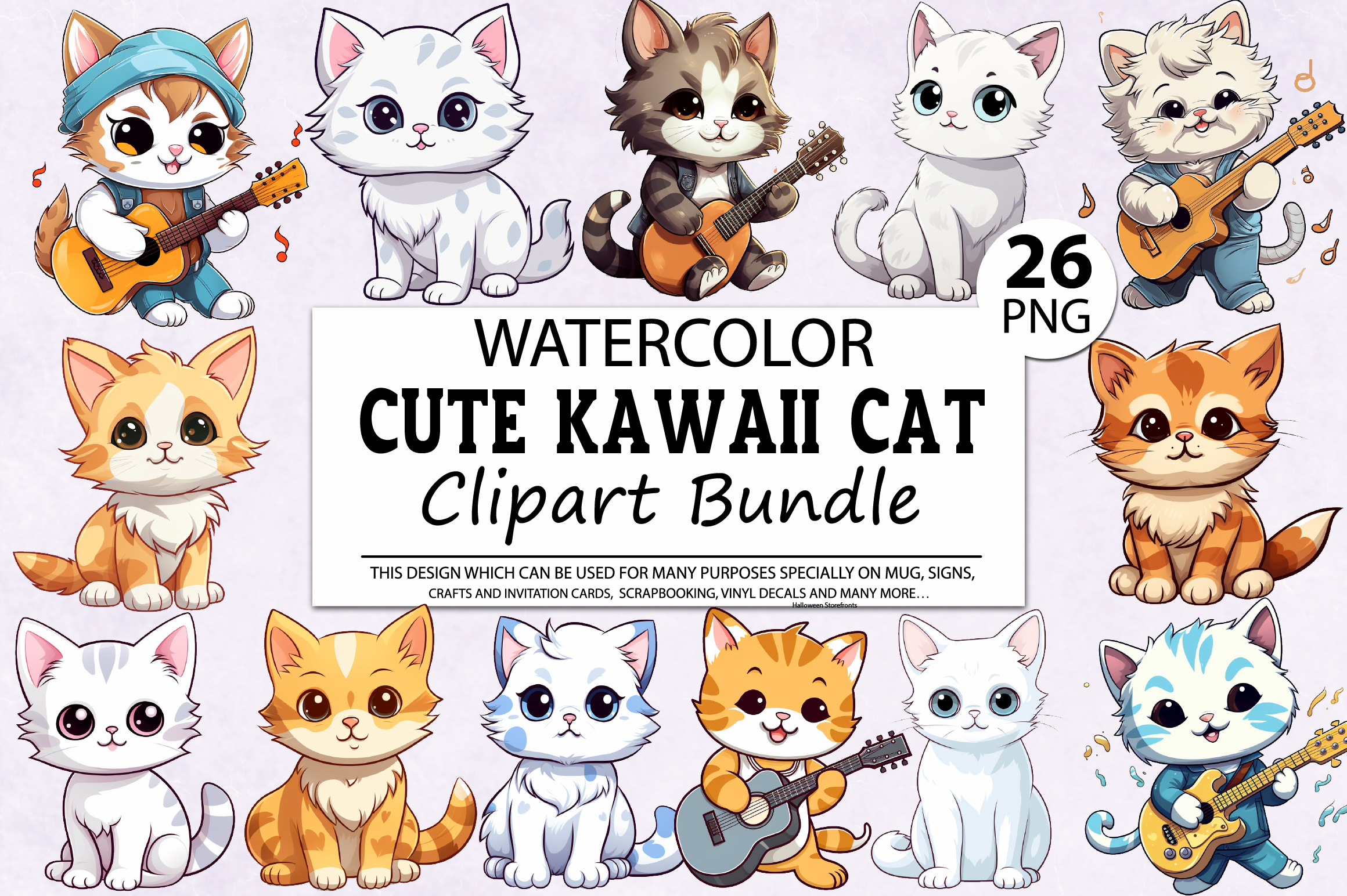 Cute Kawaii Cat Clipart PNG Bundle Graphic by Regulrcrative · Creative ...