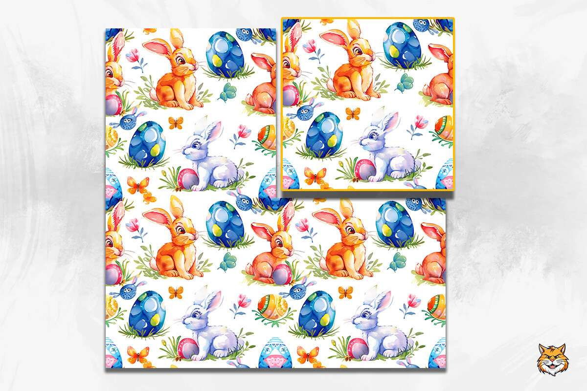 Easter Rabbit & Eggs Seamless Pattern Graphic by Meow.Backgrounds ...
