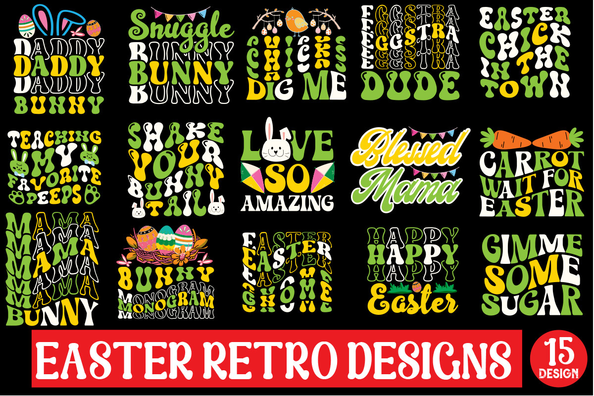 Easter Retro Designs Bundle Graphic by Merchtrends SVG · Creative Fabrica