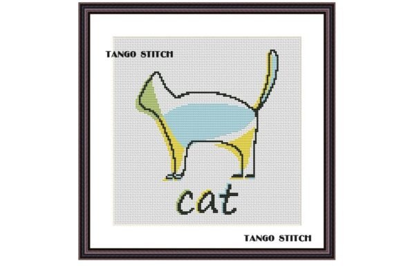 Simple Cute Cat Silhouette Cross Stitch