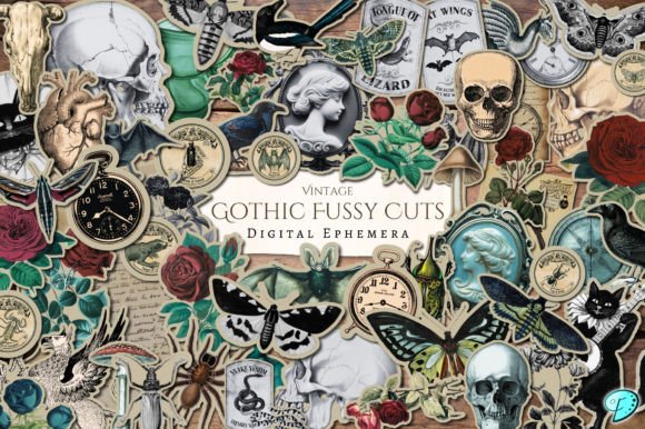 Vintage Gothic Fussy Cuts Ephemera