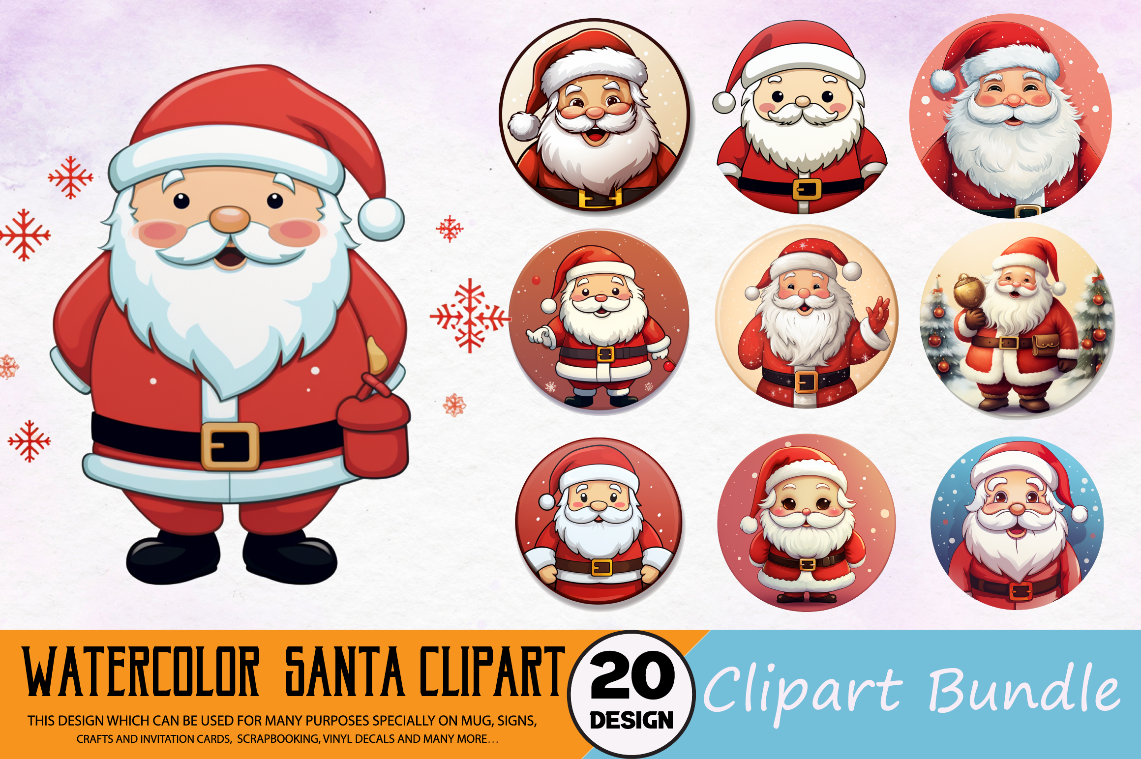 Watercolor Santa Clipart Bundle Graphic by Regulrcrative · Creative Fabrica