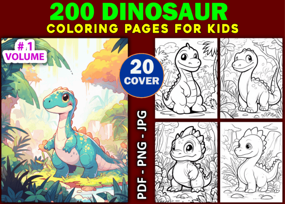 200 Cute Dinosaur Coloring Pages