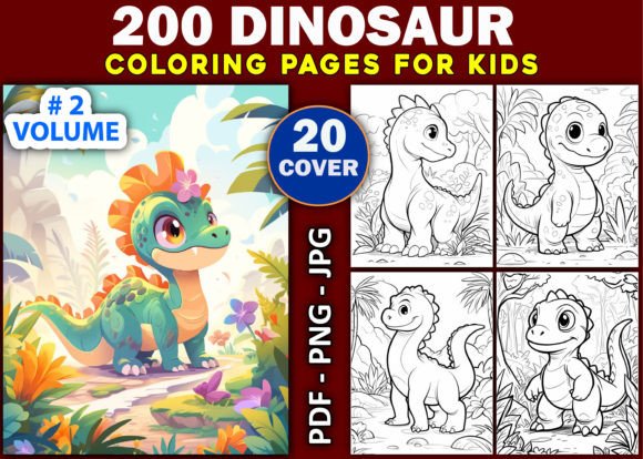 200 Cute Dinosaur Coloring Pages