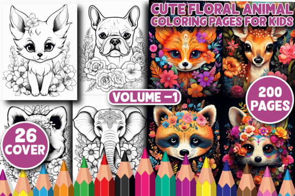200 Cute Floral Animal Coloring Pages