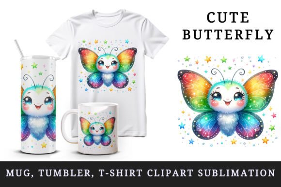 Cute Butterfly Tumbler Mug Wrap Clipart Graphics