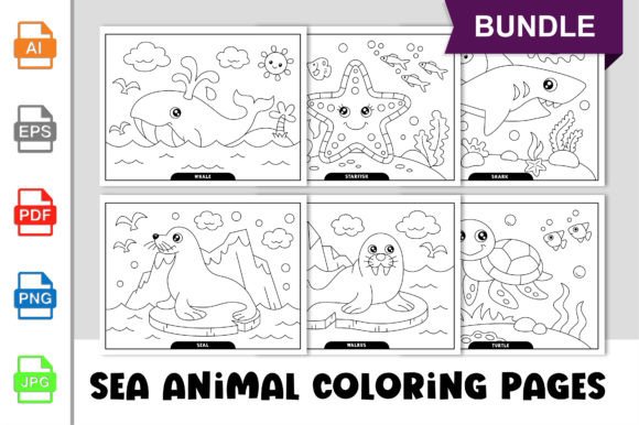 Sea Animal Coloring Pages for Kids Vol-2