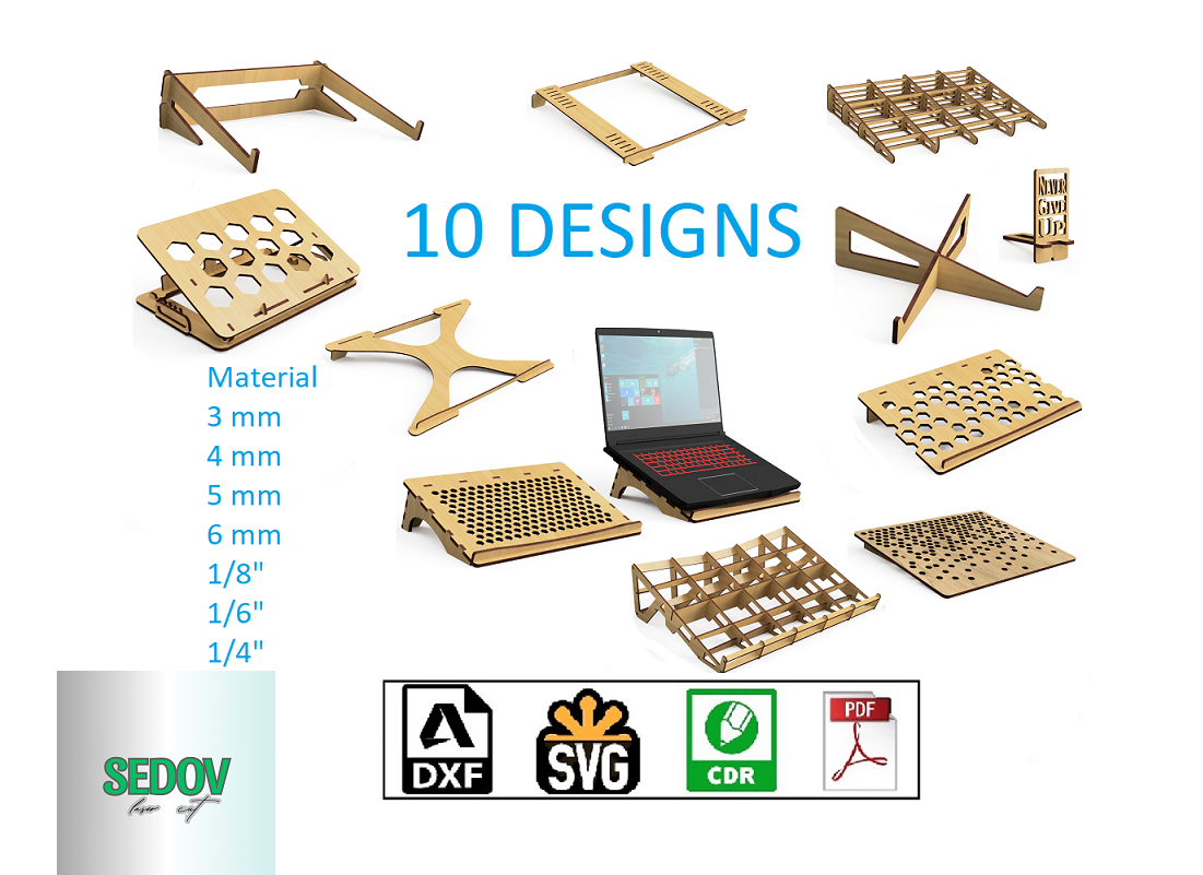 Set of 10 Laser Cut Laptop Stand Pattern