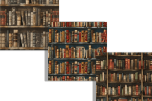 Yellow Antique Pattern Library Vintage Library Bookshelf Paper Patterns Graphic by Creative River ...