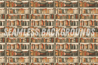 Library Patten Color Vintage Library Bookshelf Paper Patterns Graphic by Creative River ...