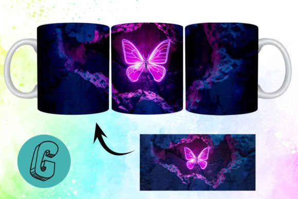 3d Fantasy Butterfly Mug Wrap Break Graphics