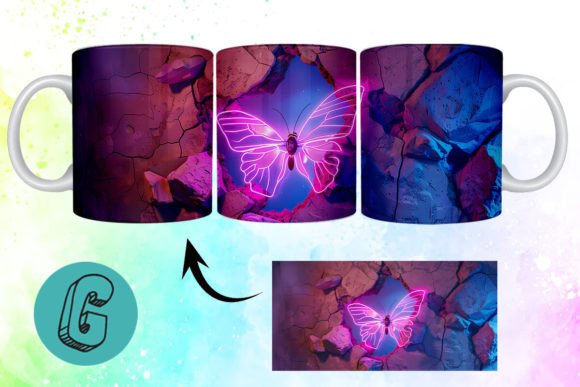 3d Fantasy Butterfly Mug Wrap Break Graphics