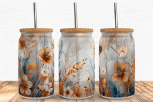 Boho Vintage Flower 16Oz Libbey Wrap PNG Graphic by Rare · Creative Fabrica