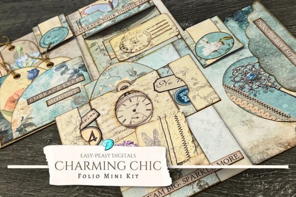 Charming Chic Folio Printable Mini Kit Gráfico Modelos de Impressão Por Emily Designs