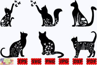 Floral Cat SVG | Floral Animal SVG | Cat Graphic by ...
