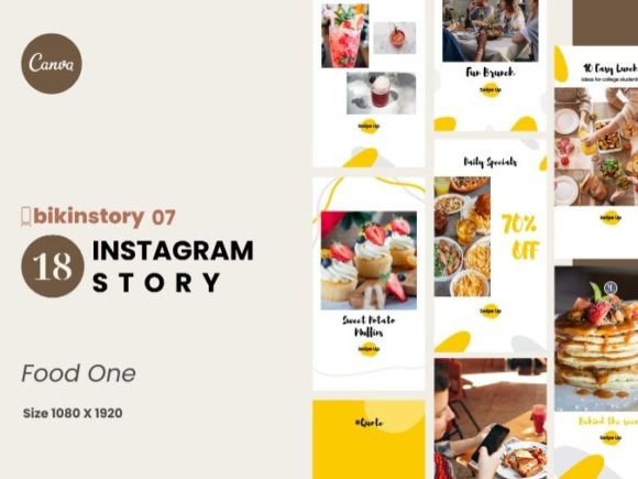Preview of Food One Instagram Story Canva Template food social media design template