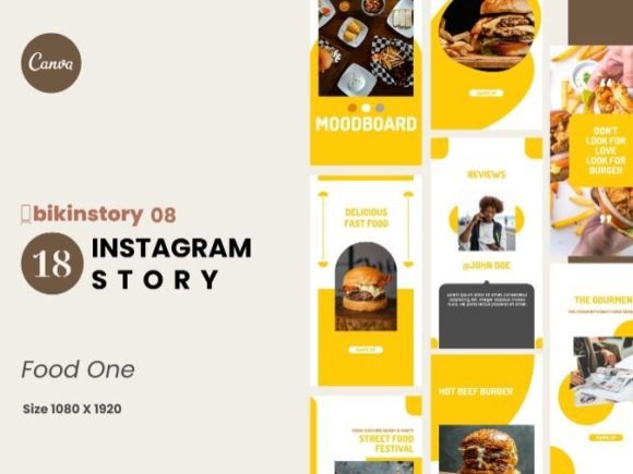 Preview of Food Two Instagram Story Canva Template food social media design template