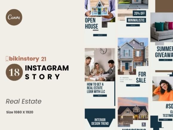 Preview of Real Estate Instagram Story Canva real estate social media template