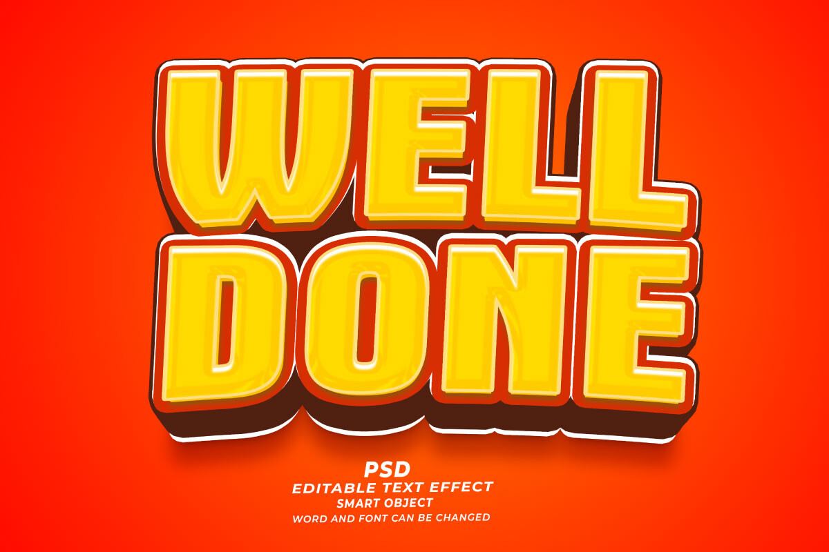 Well Done PSD 3D Editable Text Effect Graphic by TrueVector · Creative ...