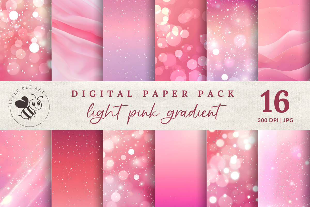 16 Light Pink Gradient Digital Papers Graphic by Three Dove · Creative ...