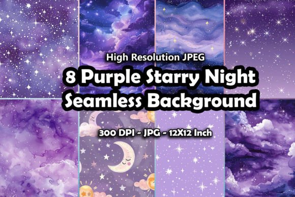 8 Purple Starry Night Background Pattern