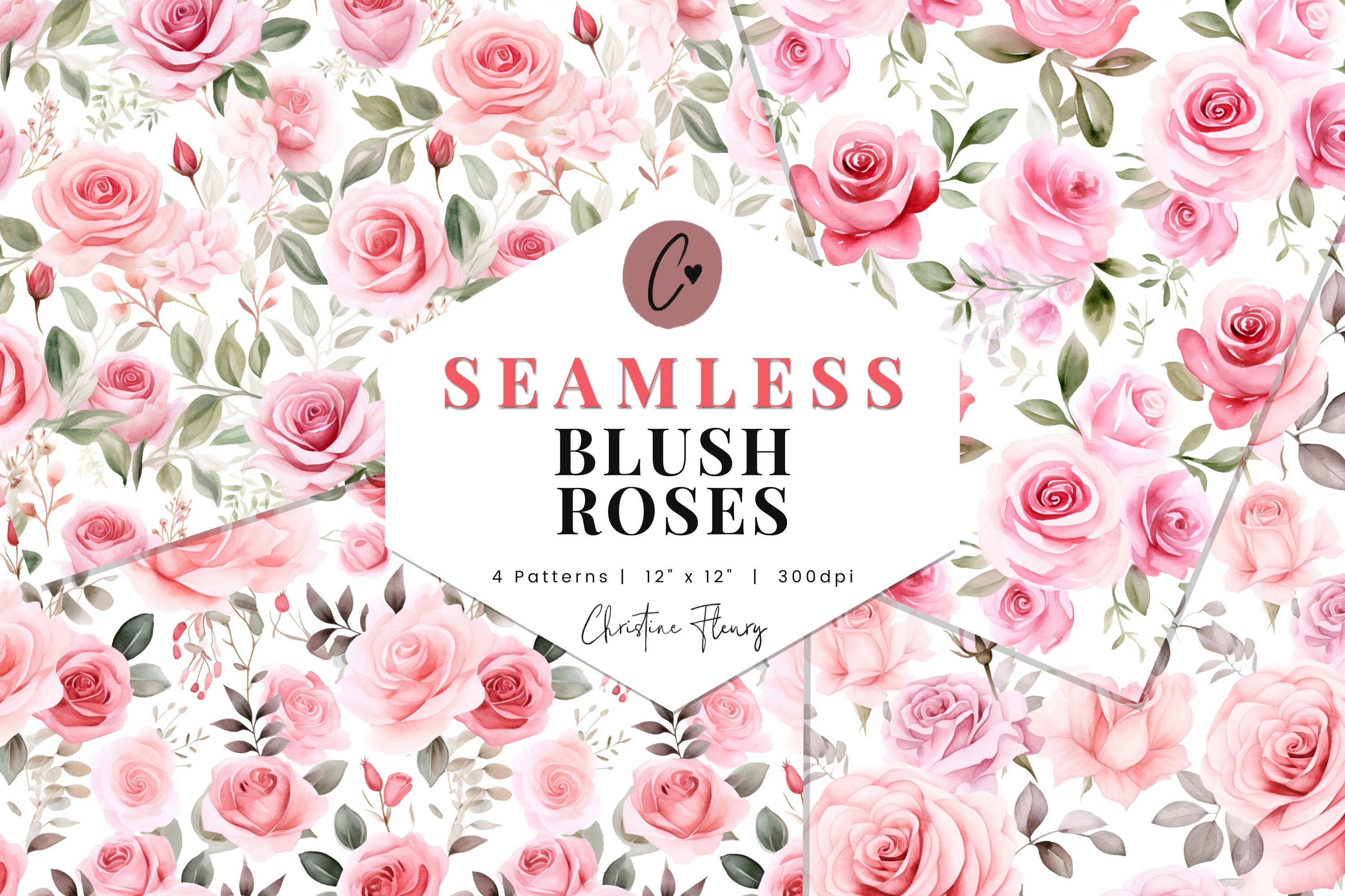 Blush Roses Digital Paper Mini Pack Graphic by Christine Fleury ...