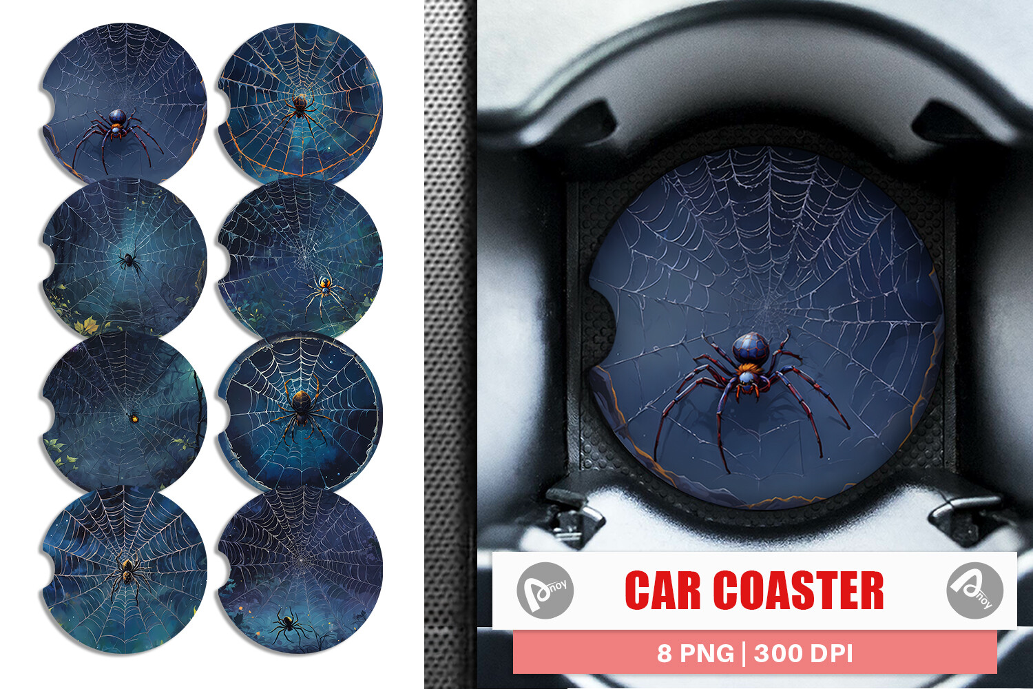 Car Coaster Spooky Spider Web Graphic by Artnoy · Creative Fabrica