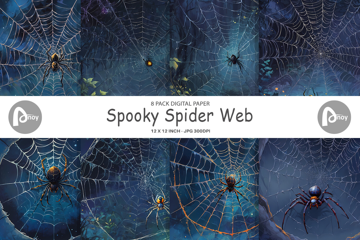 Digital Paper Spooky Spider Web Graphic by Artnoy · Creative Fabrica