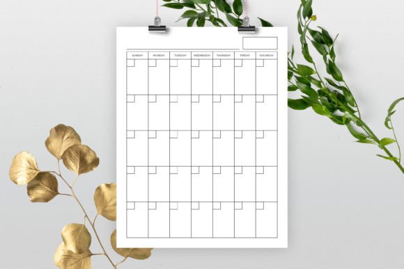 8.5x11 Inch Vertical Blank Calendar Gráfico Modelos de Impressão Por Running With Foxes