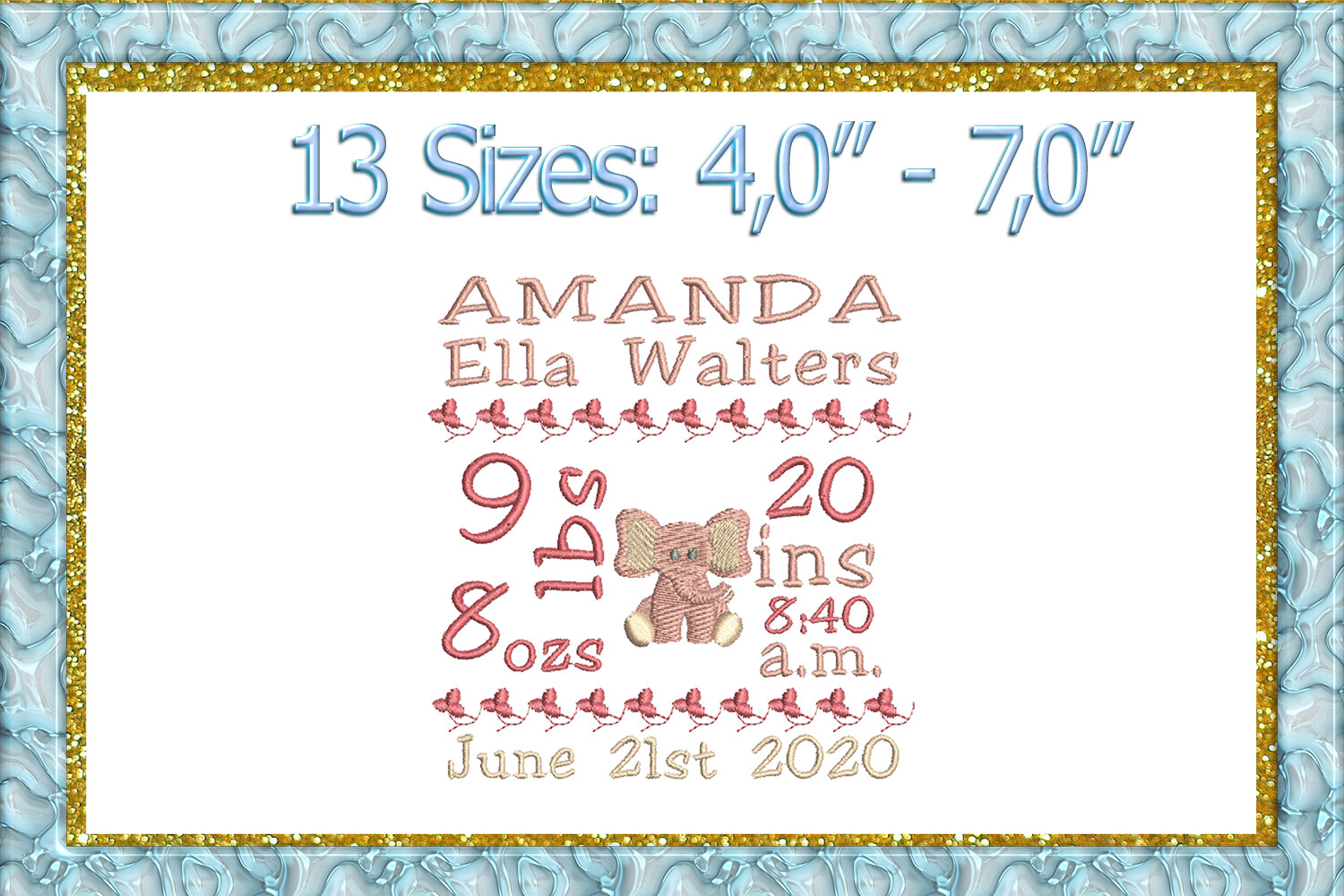 Birth Announcement Template Embroidery