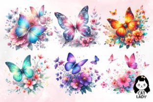 Butterfly with Flowers Clipart Bundle Graphic by Cat Lady · Creative ...