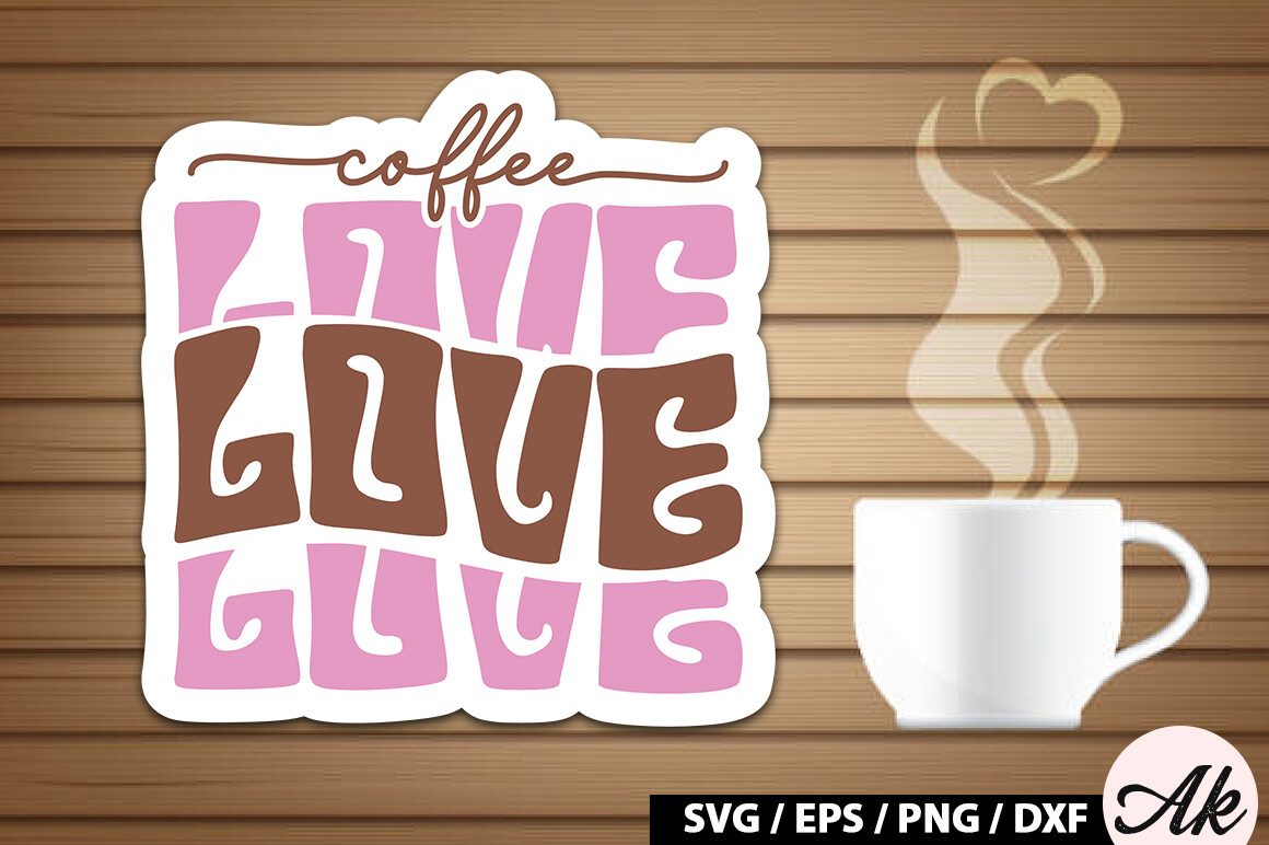 Coffee Love Retro Sticker Graphic by akazaddesign · Creative Fabrica