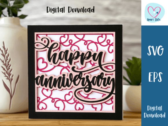 Happy Anniversary Card Hearts SVG