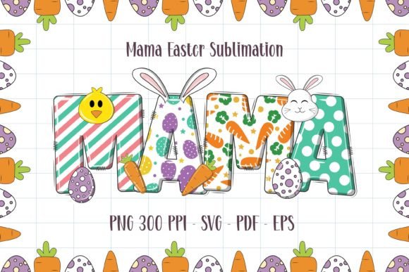 Preview of Mama Mini Easter Sublimation PNG T-shirt, sticker, and sublimation design
