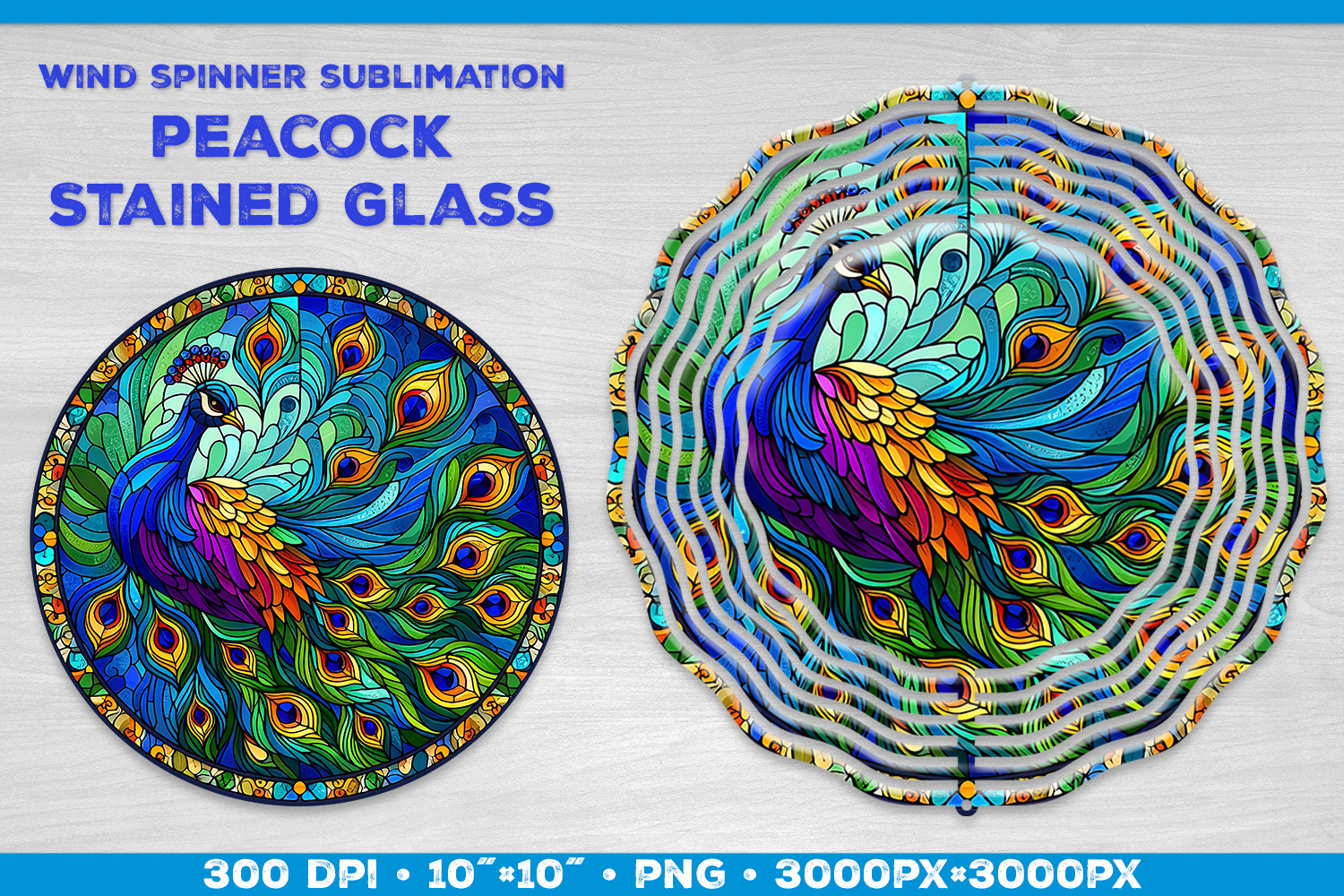 Peacock Stained Glass Wind Spinner Graphic by julimur · Creative Fabrica