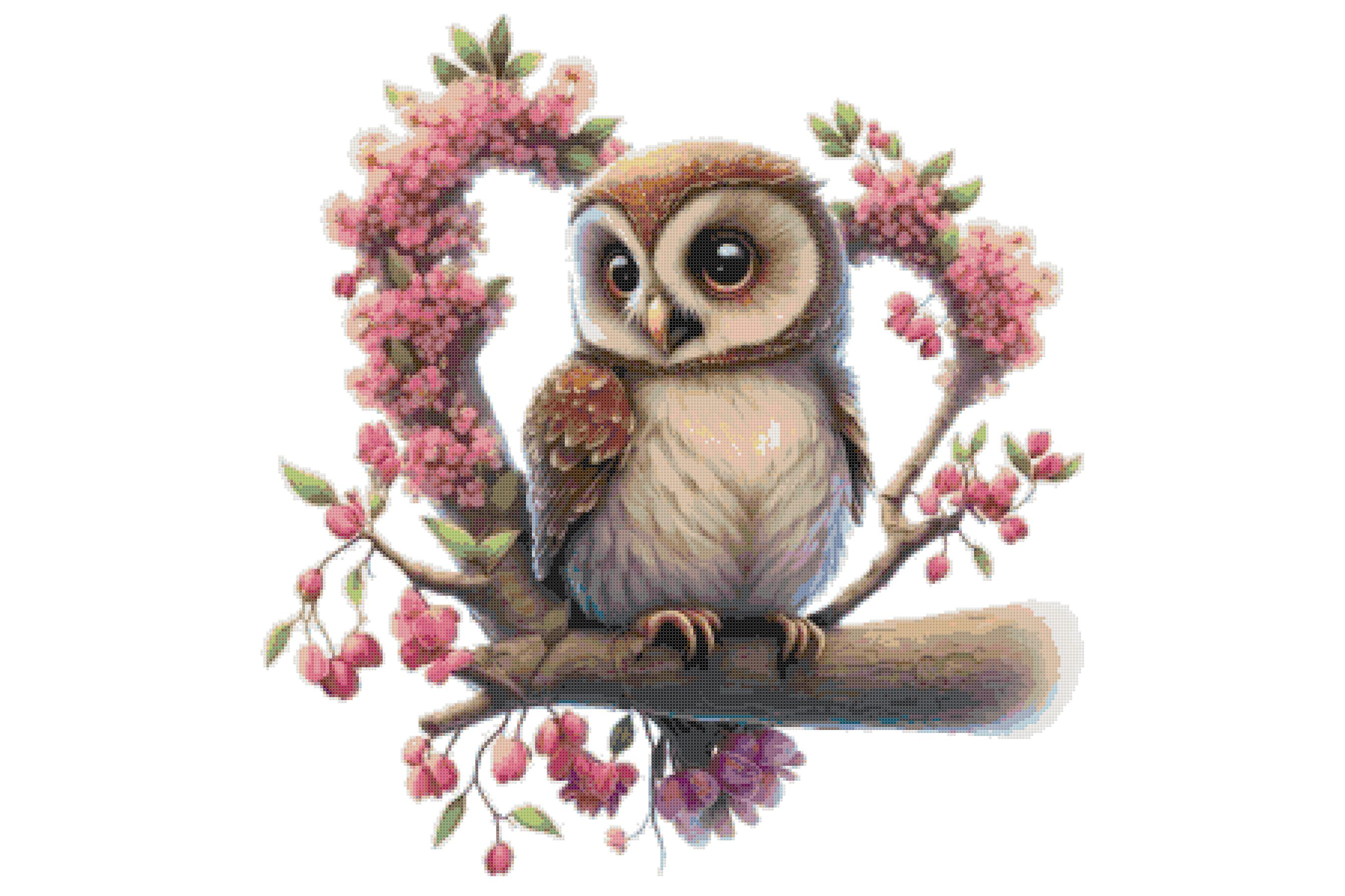 Valantine Owl Counted Cross Stitch PDF