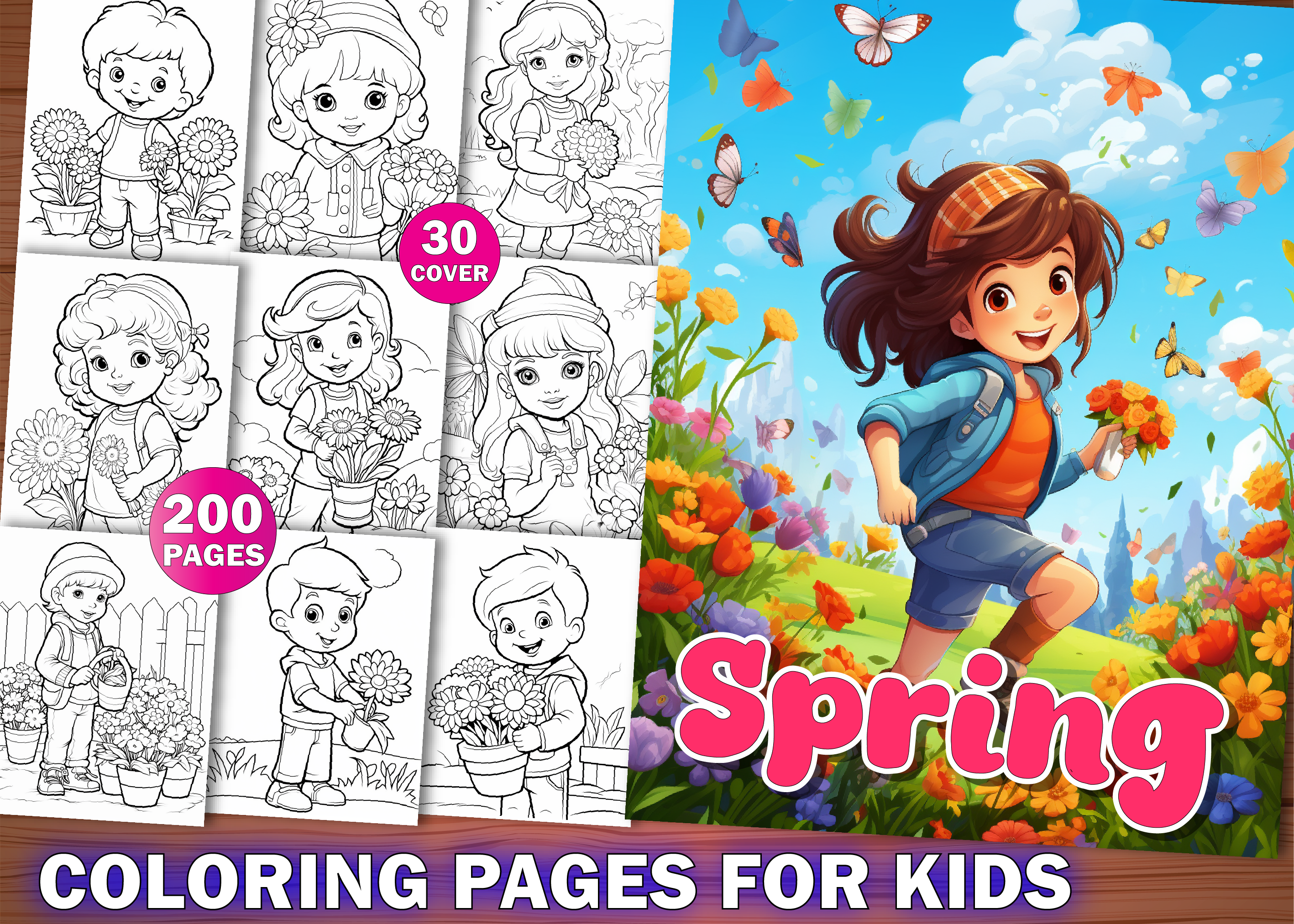 200 Spring Coloring Pages for Kids KDP Graphic by KDP PRO DESIGN ...