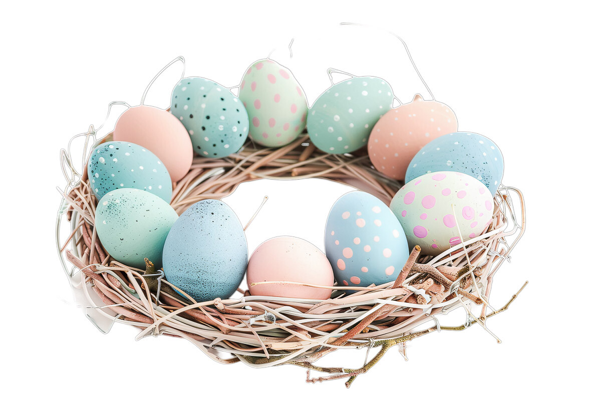 Easter Wreath of Pastel Eggs and Spring Graphic by VetalStock ...